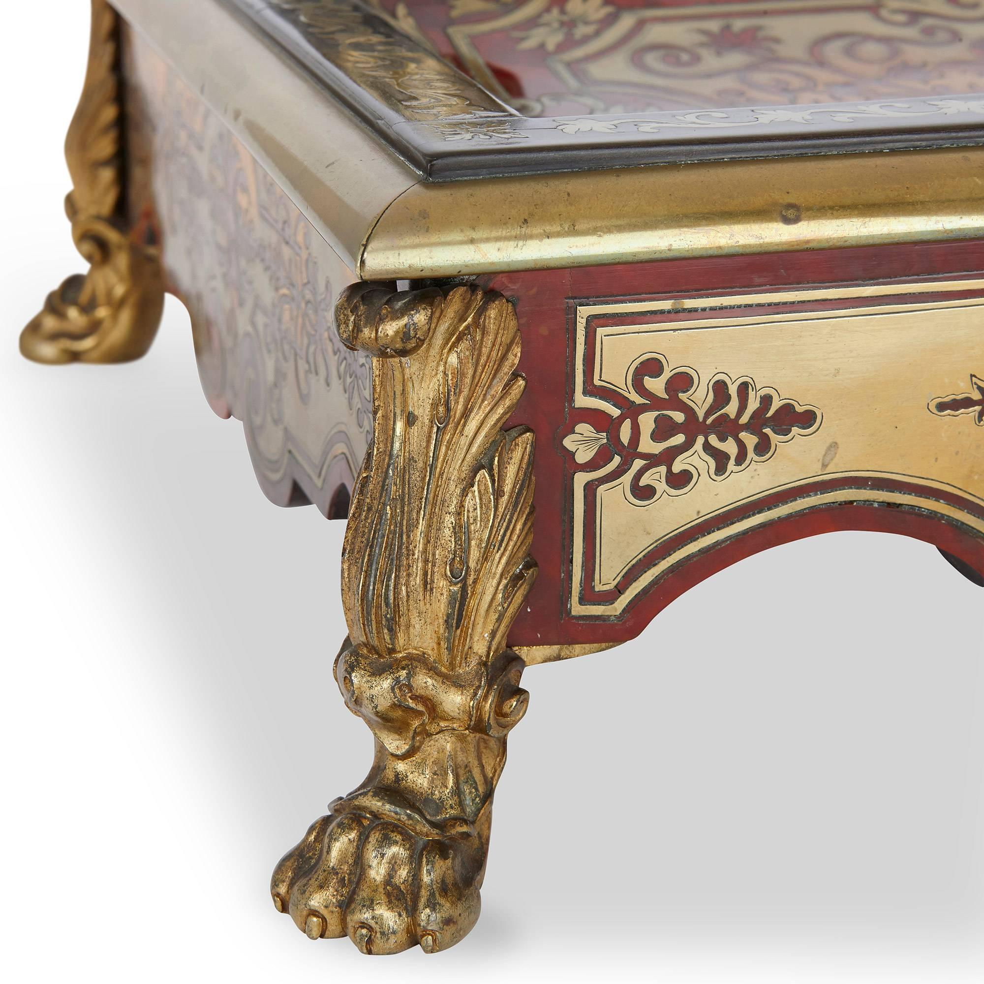 Gilt Bronze and Ebonised Wood Boulle Marquetry Antique Inkstand In Good Condition In London, GB