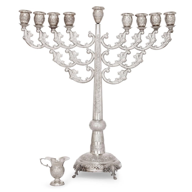 Antique Silver Menorah For Sale