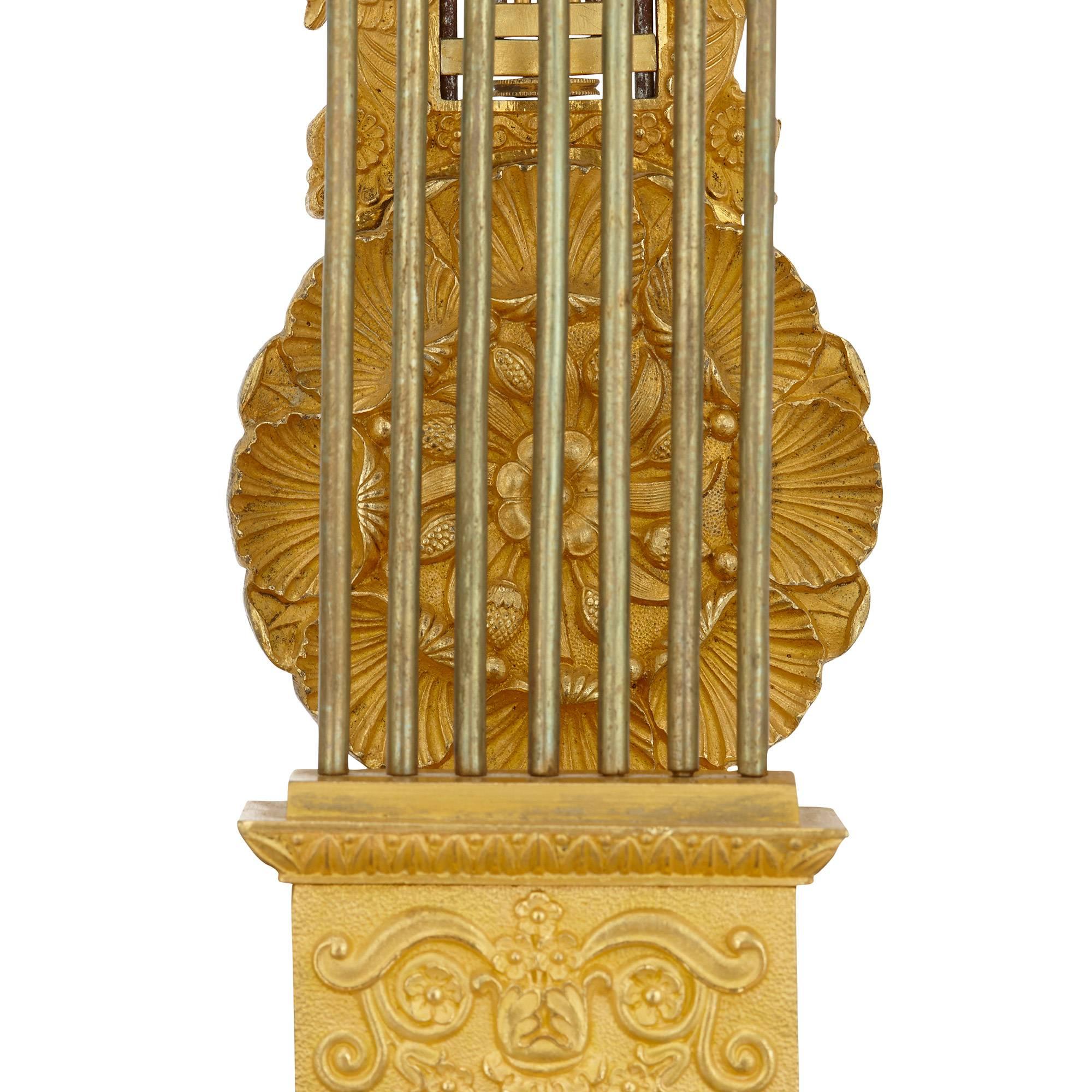 French Restauration Period Gilt Bronze and Cut-Glass Mantel Clock For Sale 3