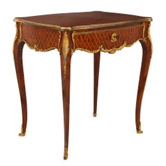 French Antique Parquetry Side Table in Louis XV Style