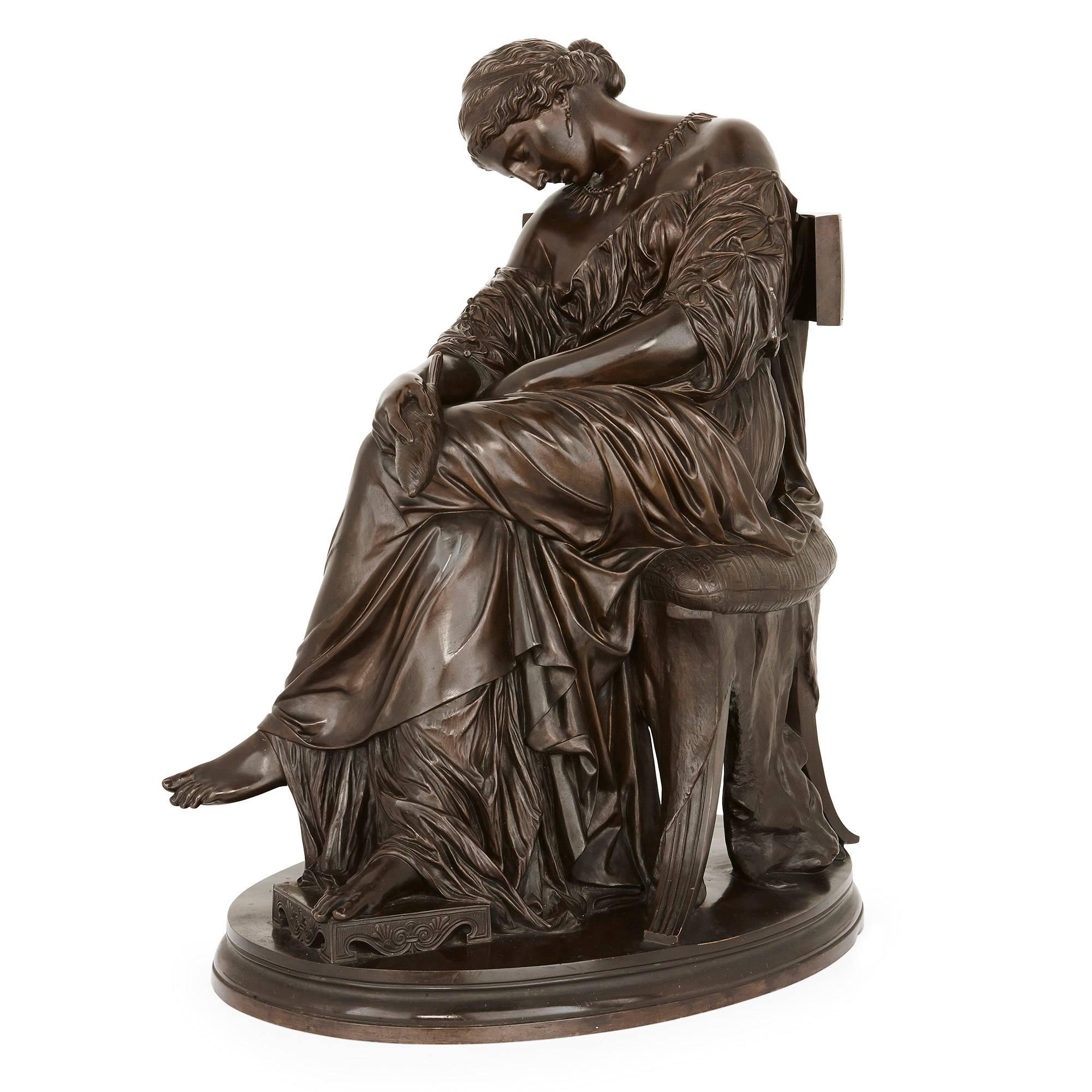 Classical Style Bronze Sculpture of Penelope by Cavelier and Barbedienne For Sale