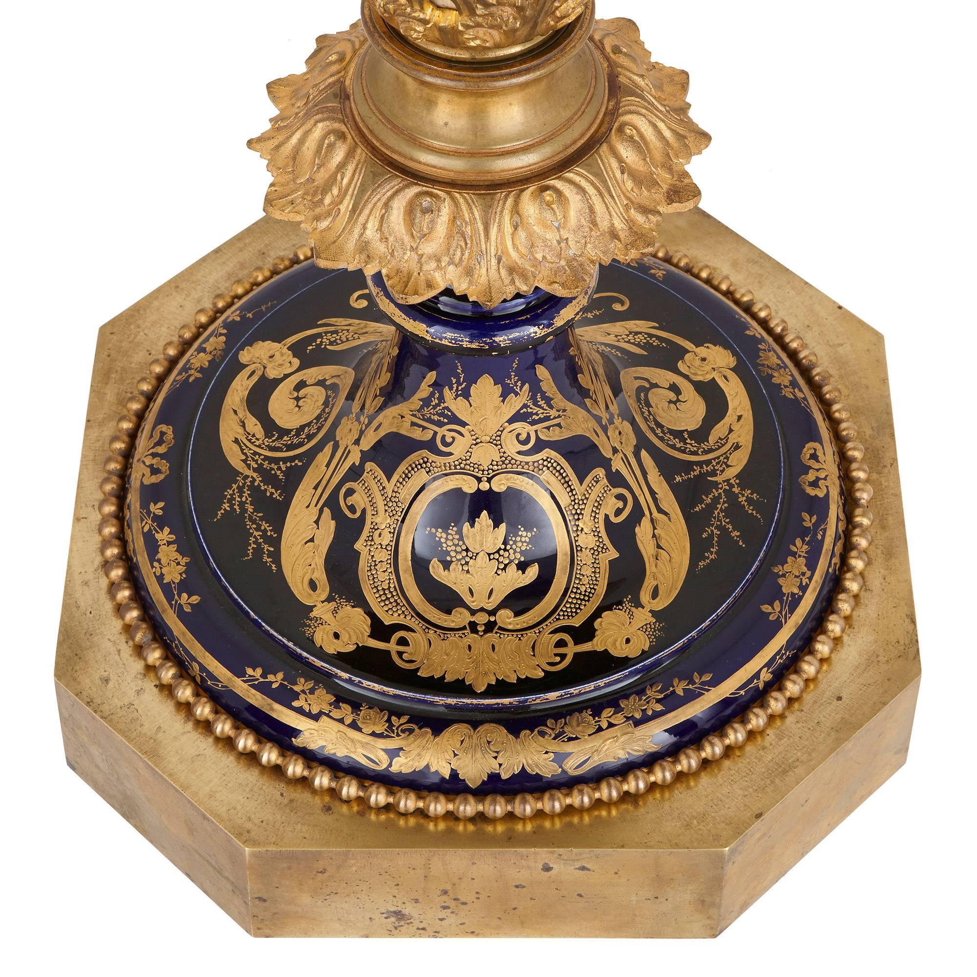 Gilt Sèvres Style Porcelain and Ormolu Vase Decorated by J. Pascault