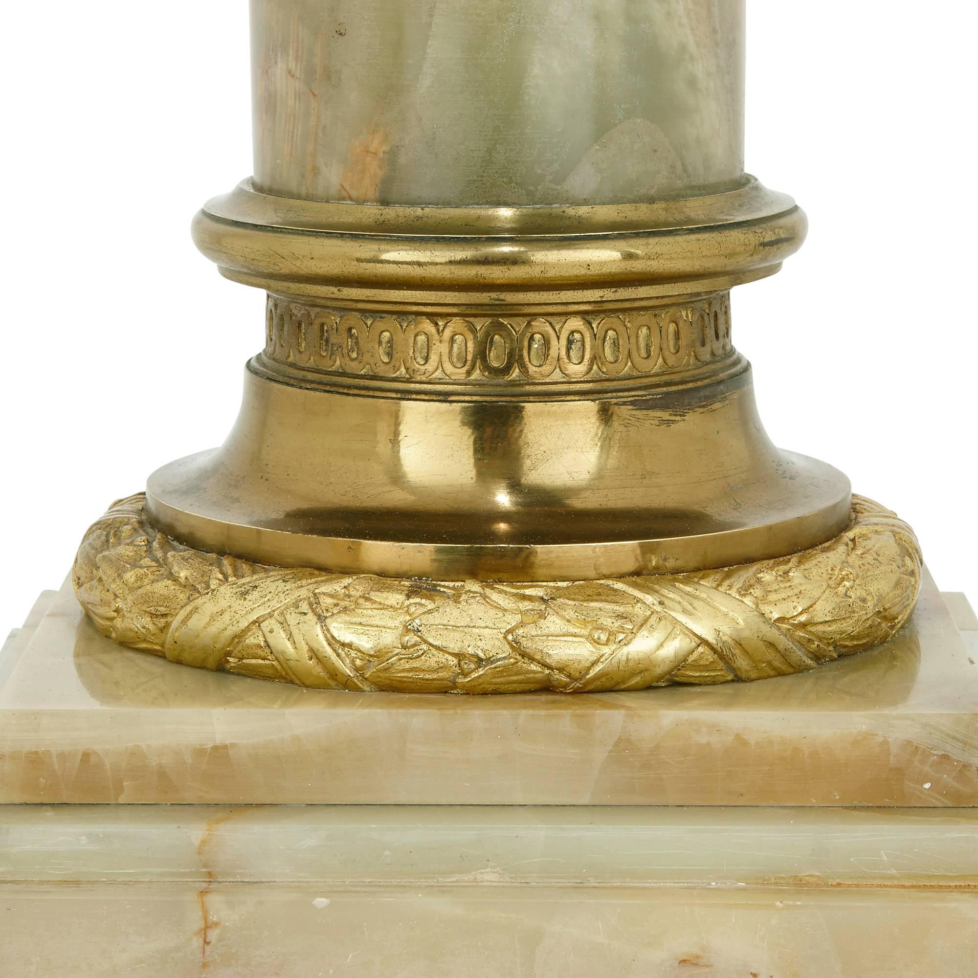 French Antique Ormolu-Mounted Onyx Pedestal
