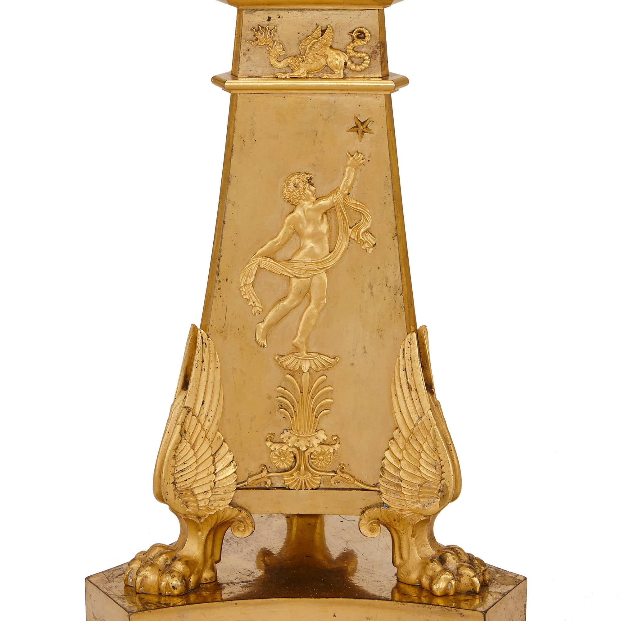 Vergoldete Bronzekandelaber aus der französischen Empire-Periode  im Angebot 1