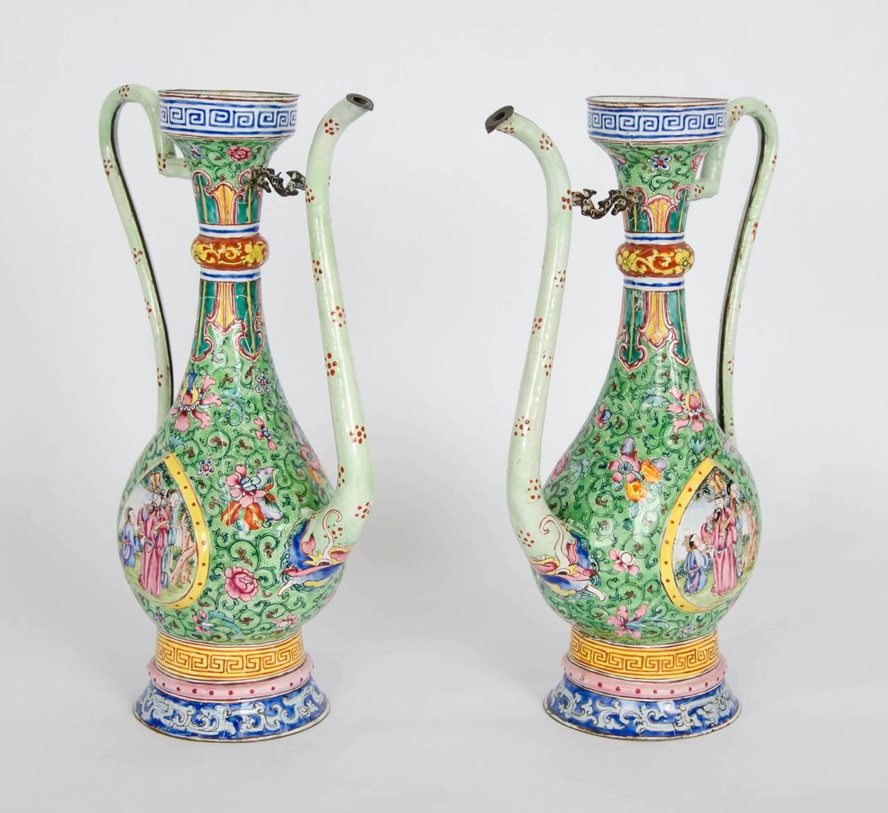 18th Century Chinese Enamel Vases with Persian Style Decorations 4
