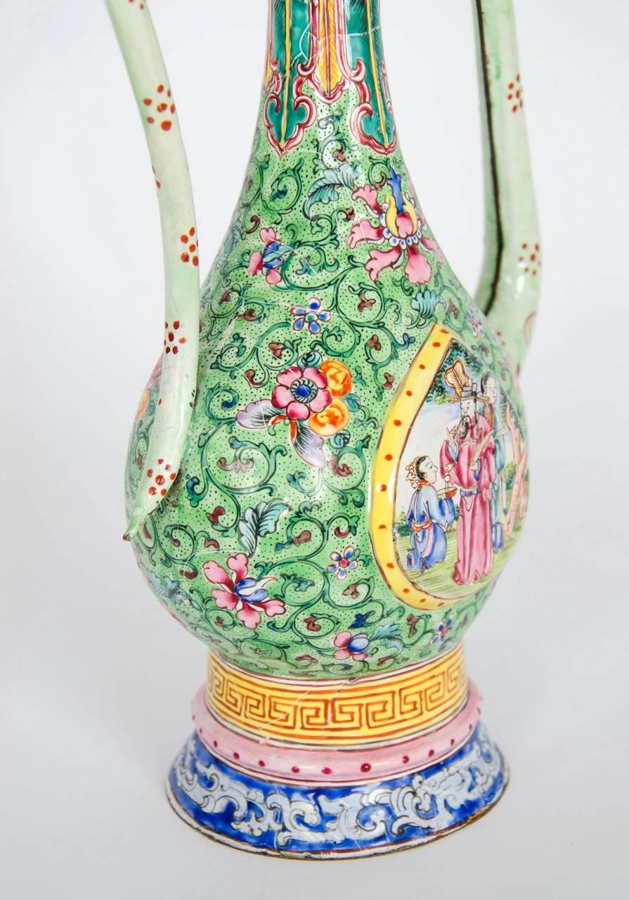 18th Century Chinese Enamel Vases with Persian Style Decorations In Good Condition In London, GB