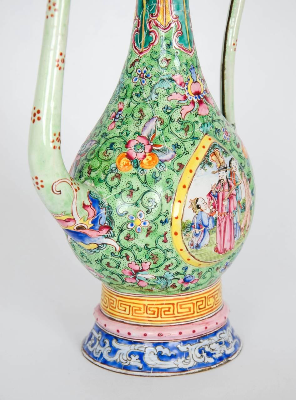 Chinese Export 18th Century Chinese Enamel Vases with Persian Style Decorations