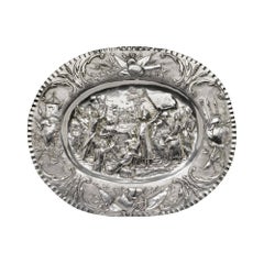 Antique German Silver Tray Depicting Napoleon's Return from Exile
