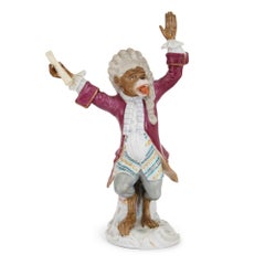 19th Century Meissen Porcelain Nine Piece Monkey Band Set