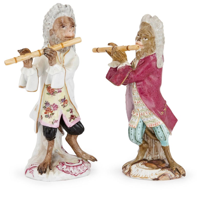 19th Century Meissen Porcelain Nine Piece Monkey Band Set at 1stDibs