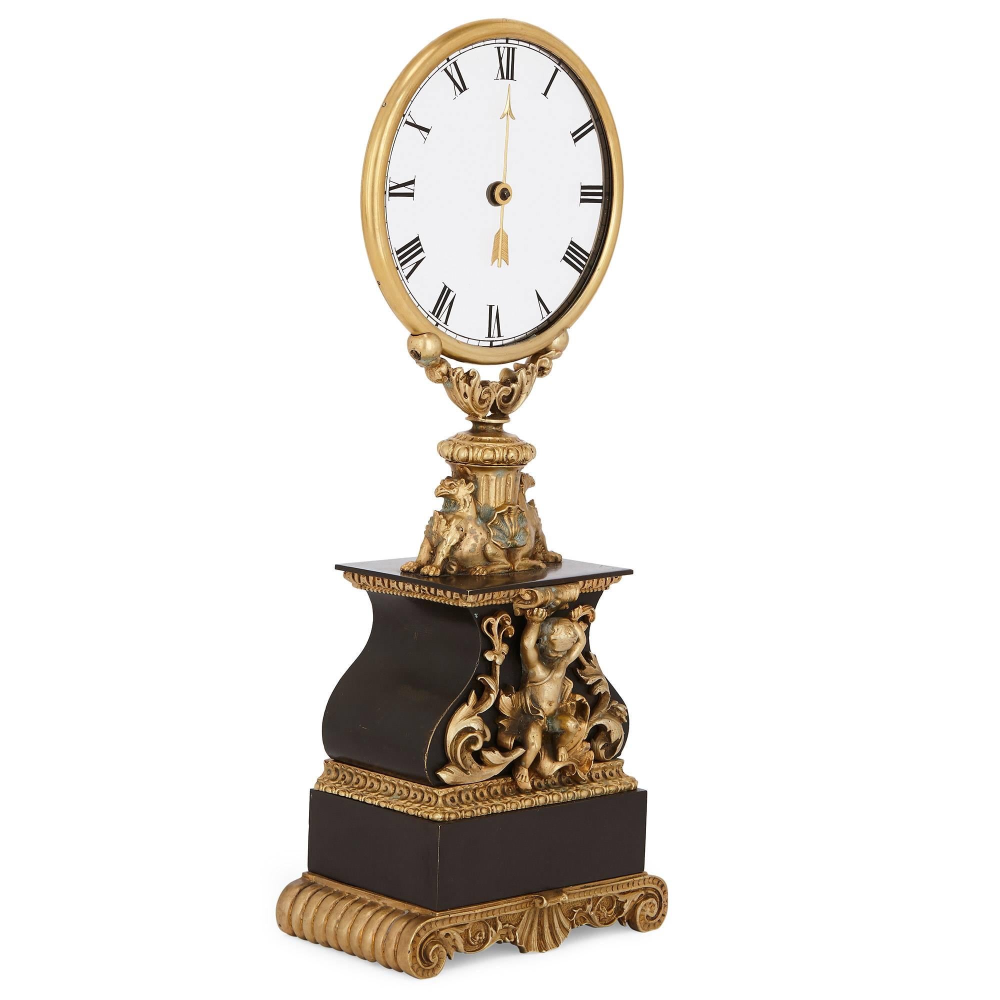 This is an exceptional and rare clock by the famous French magician and inventor of the 'mystery clock' mechanism, Jean Eugene Robert-Houdin (French, 1805-1871). Robert-Houdin worked in Paris during the 19th Century and is often considered to be the