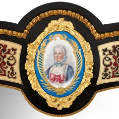 Antique French Sevres Style Porcelain and Boulle Marquetry Mirror