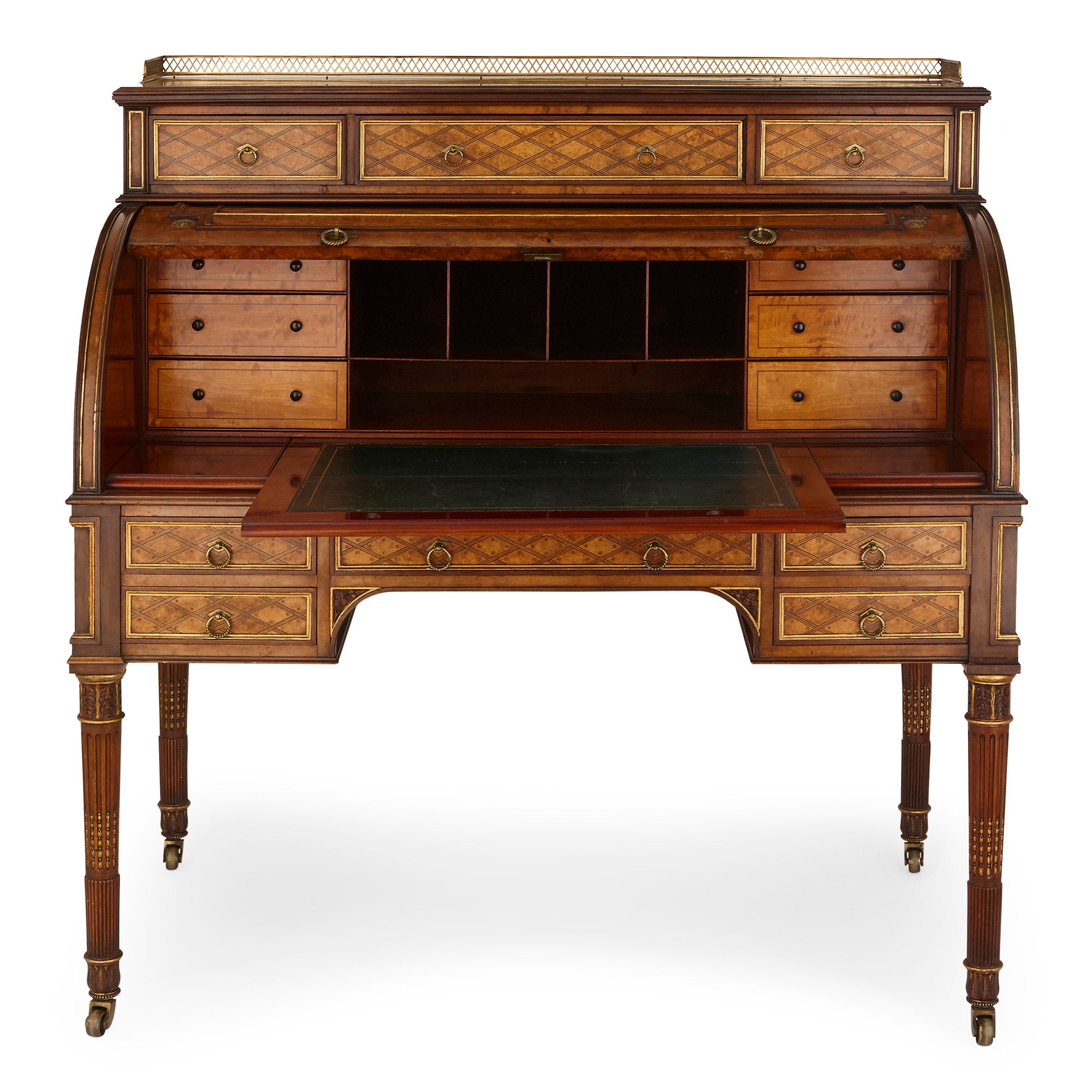 Donald Ross Style Walnut Roll Top Bureau Desk For At 1stdibs