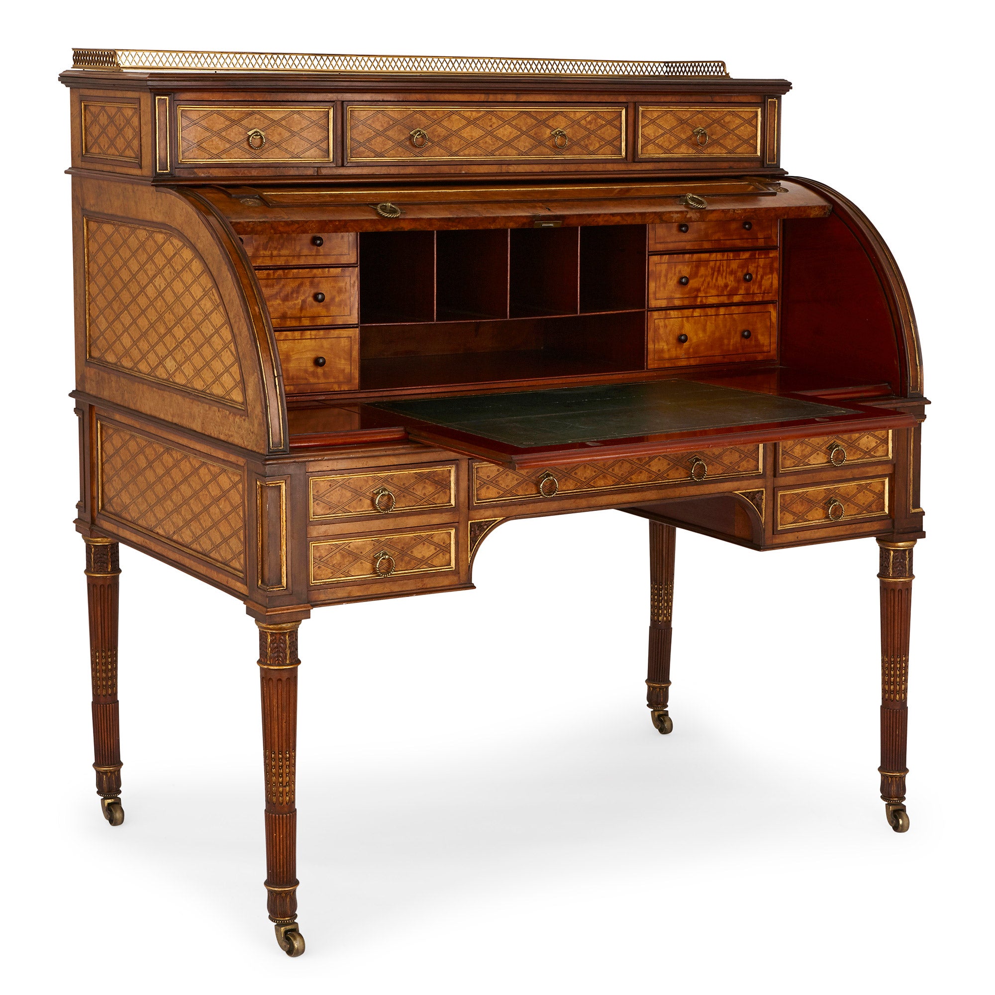 Donald Ross Style Walnut Roll Top Bureau Desk For At 1stdibs