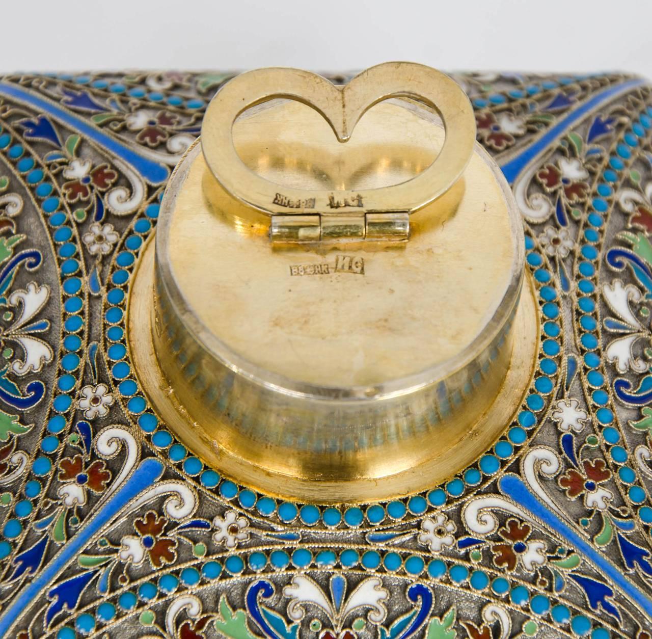 Late 19th Century Pair of Russian Cloisonné Enamel Boxes In Good Condition In London, GB