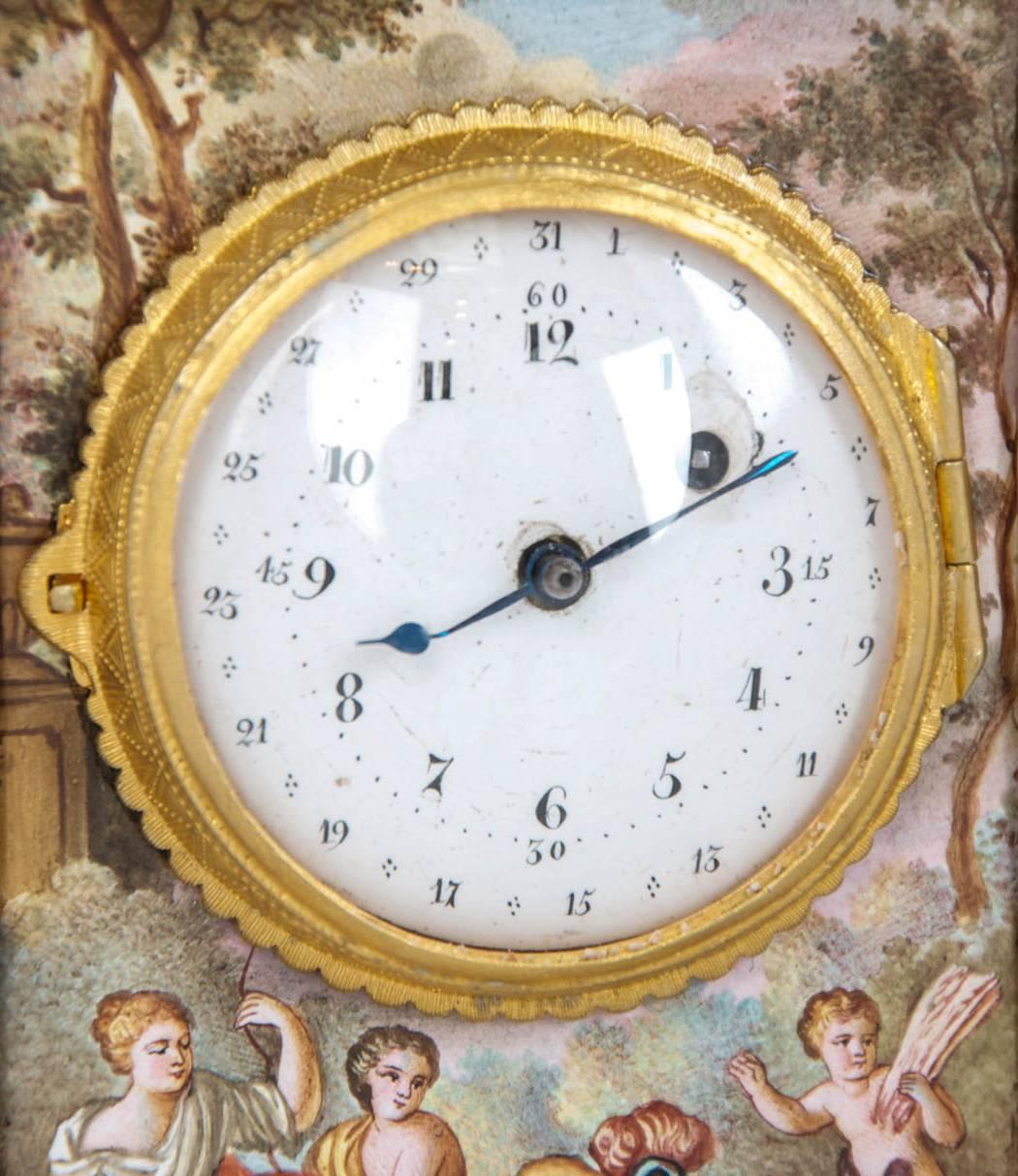 19th Century Viennese Enamel and Silver Gilt Table Clock In Good Condition In London, GB