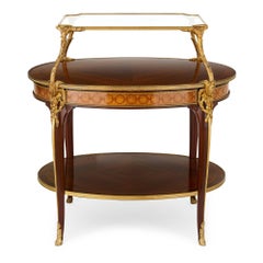 Ancienne table  th franaise en marqueterie monte en bronze dor par Linke