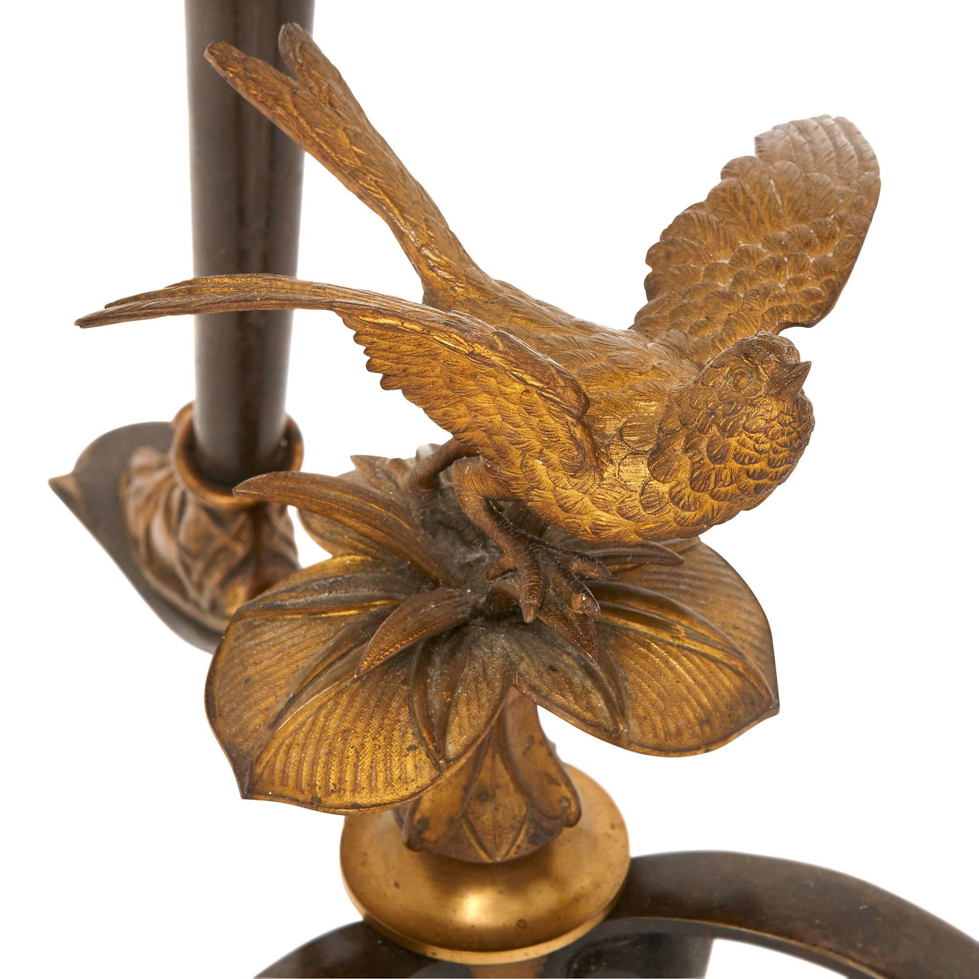 Gilt and Patinated Bronze Ewer on Stand, Attributed to Barbedienne 1
