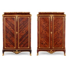Paire d'armoires en marqueterie montées sur bronze doré par Durand