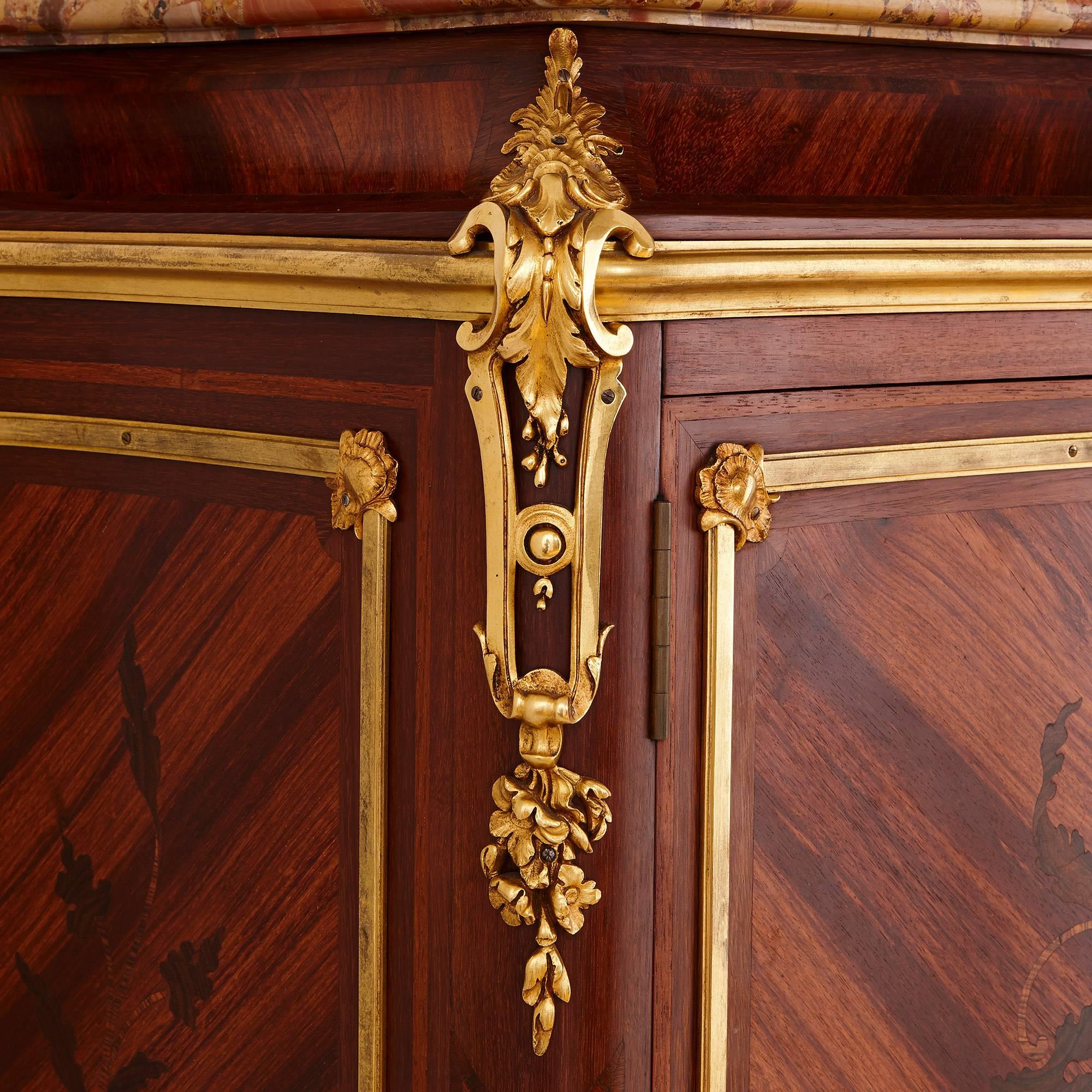 19th Century Pair of Gilt Bronze-Mounted Marquetry Cabinets by Durand For Sale