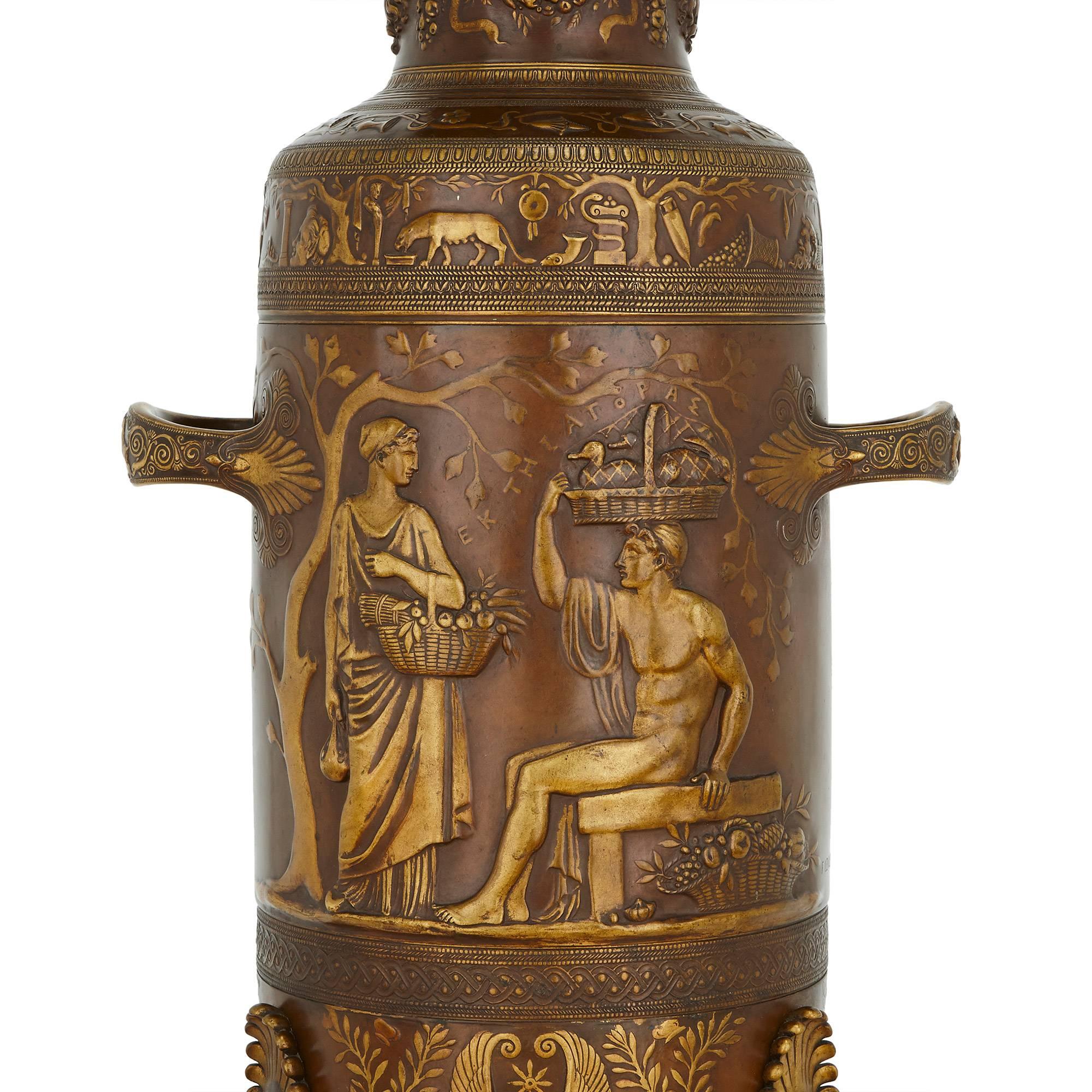 19th Century French Neoclassical Style Bronze Vase by Levillain and Barbedienne For Sale 2
