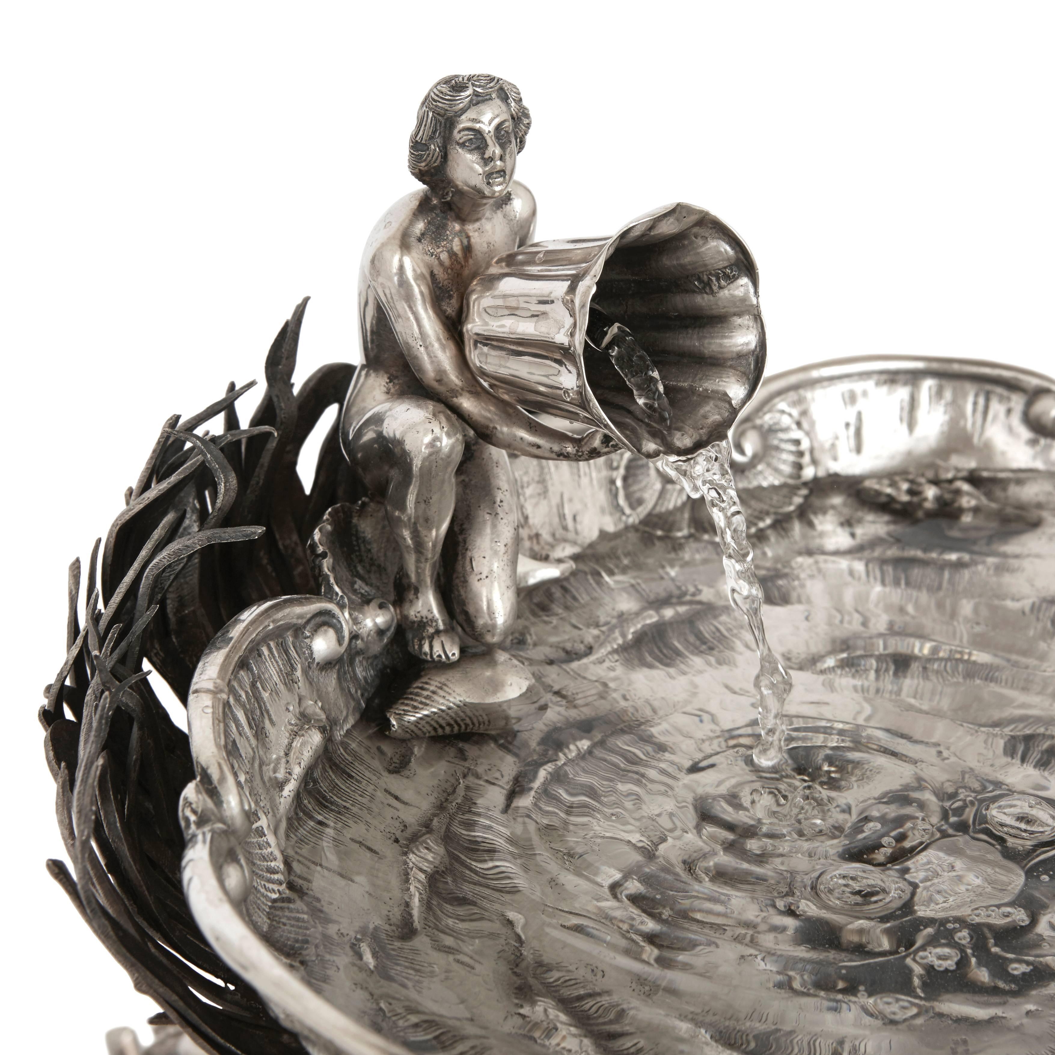 20th Century Fine Silver Table Fountain