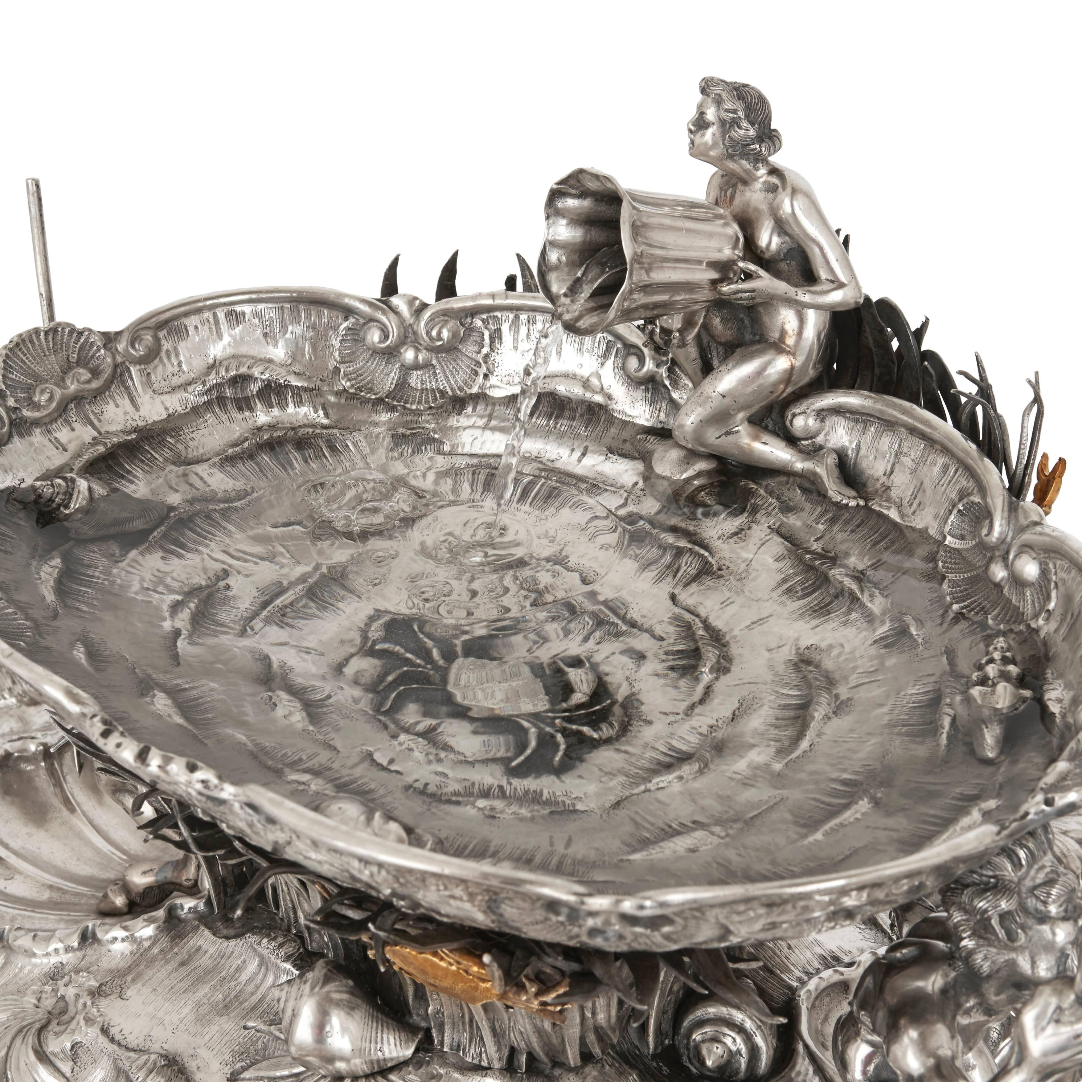 Italian Fine Silver Table Fountain