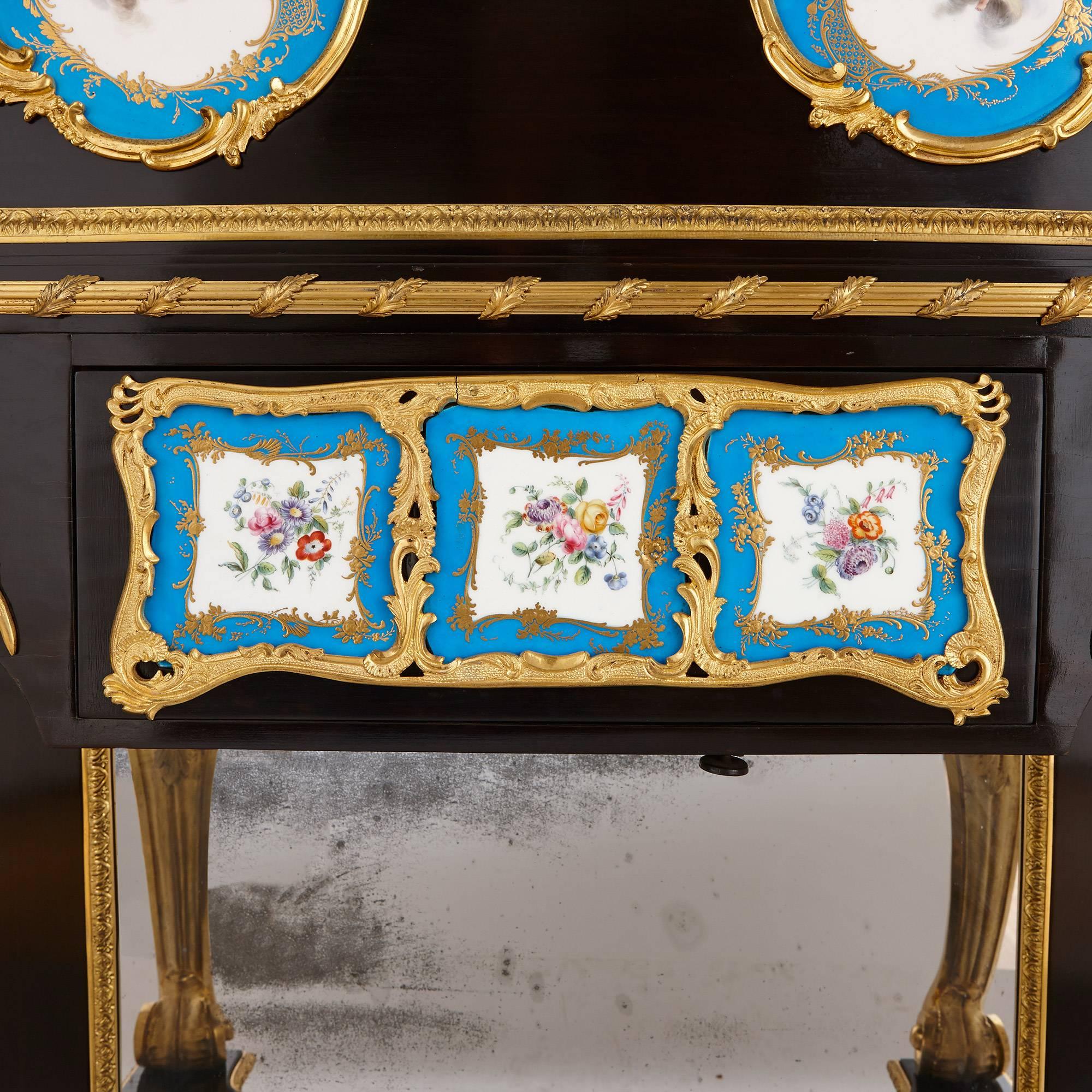 Pair of Victorian Ormolu, Marble and Porcelain Secretaires 1