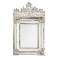 Large rectangular Antique silvered French mirror in the Baroque style