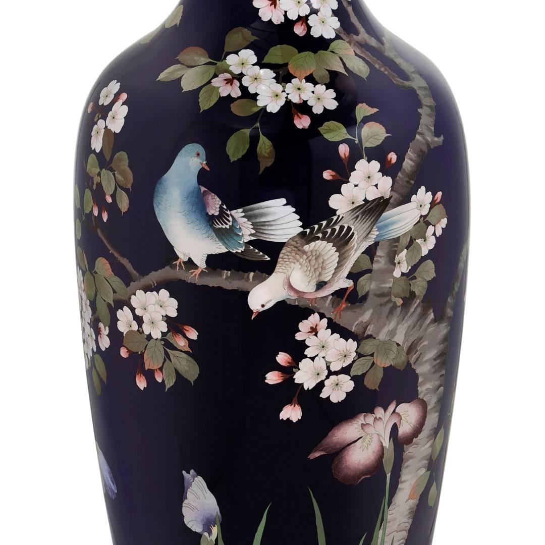Japanese Large Meiji Period Cloisonné Enamel Vase