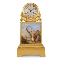 Ormolu and Painted Porcelain Mantel Clock by Raingo Frères