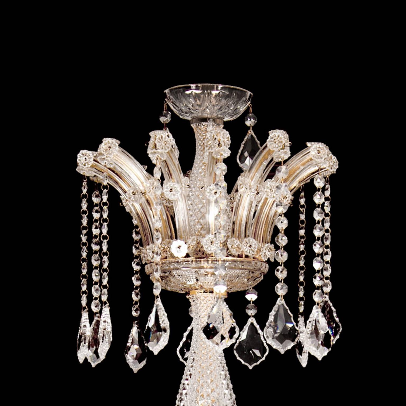 20th Century Pair of Bohemians cut glass and gilt bronze Belle Époque style chandeliers