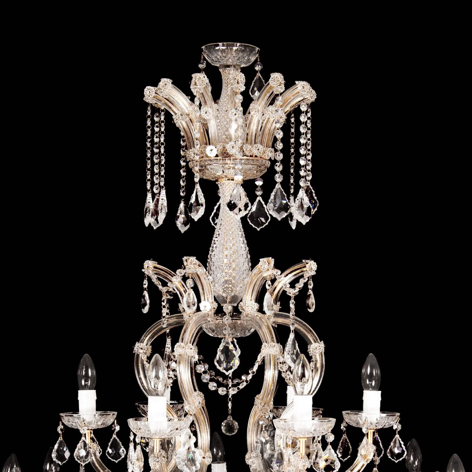 Pair of Bohemians cut glass and gilt bronze Belle Époque style chandeliers In Good Condition In London, GB