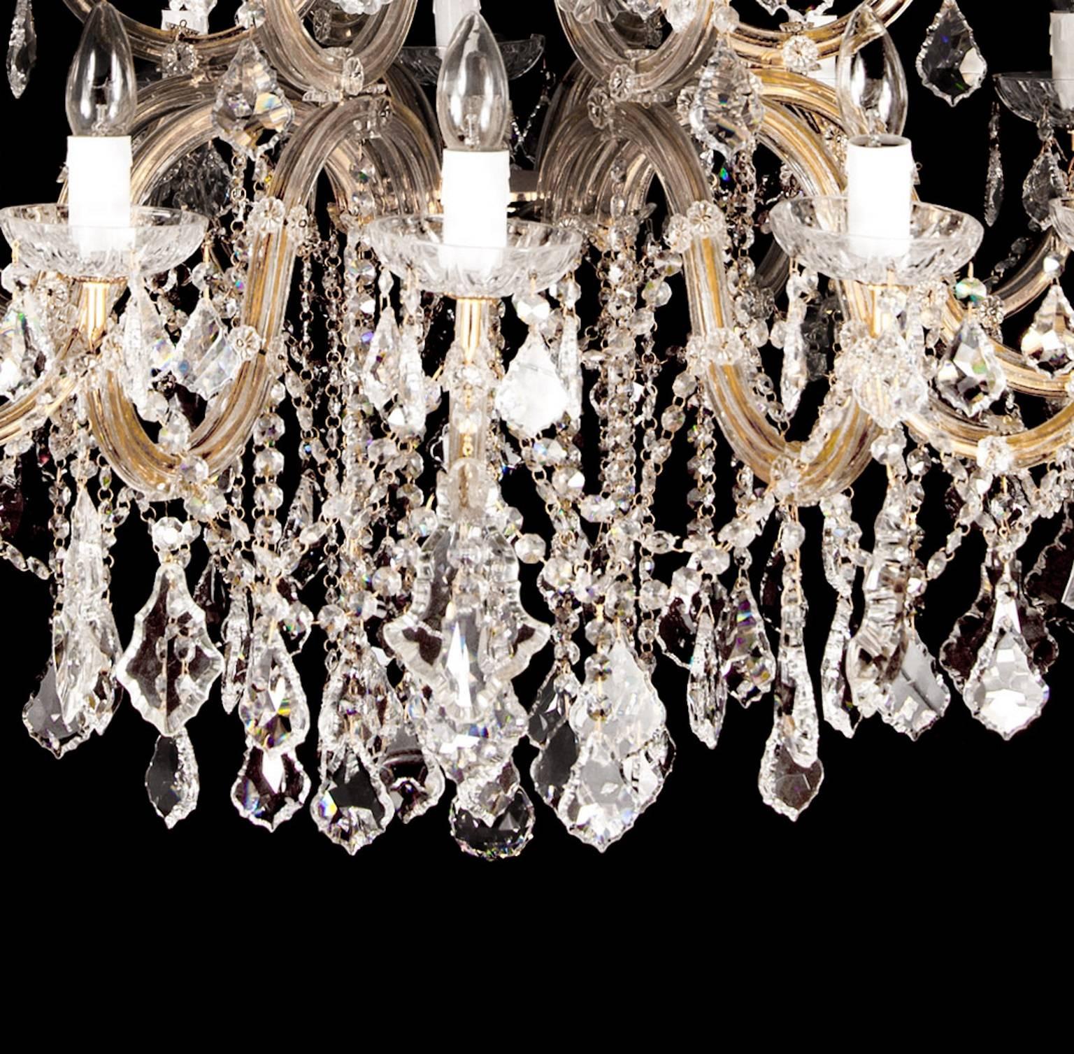 Gilt Pair of Bohemians cut glass and gilt bronze Belle Époque style chandeliers