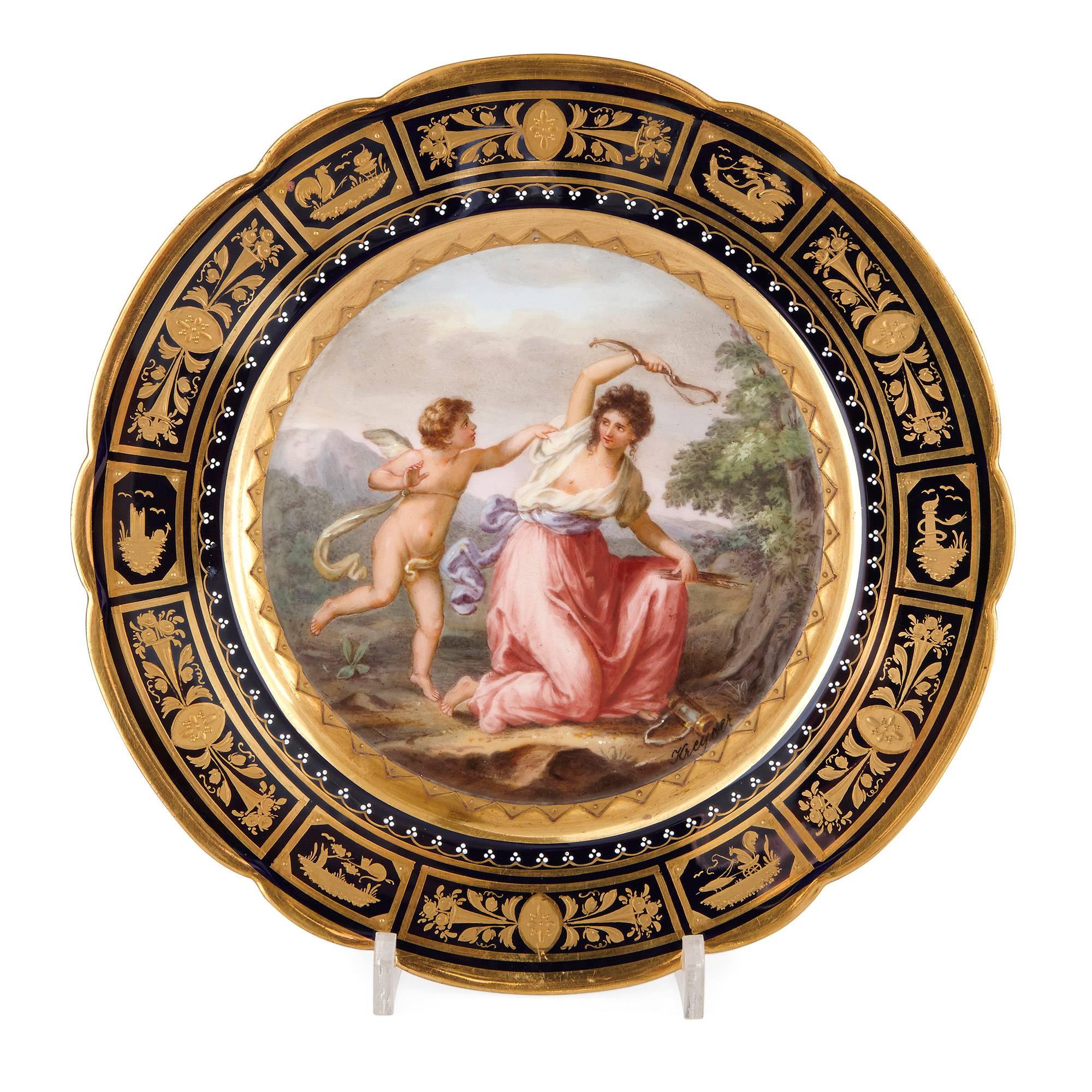 XIXe siècle Service à dessert 18 pièces en Royal Vienna Porcelain en vente