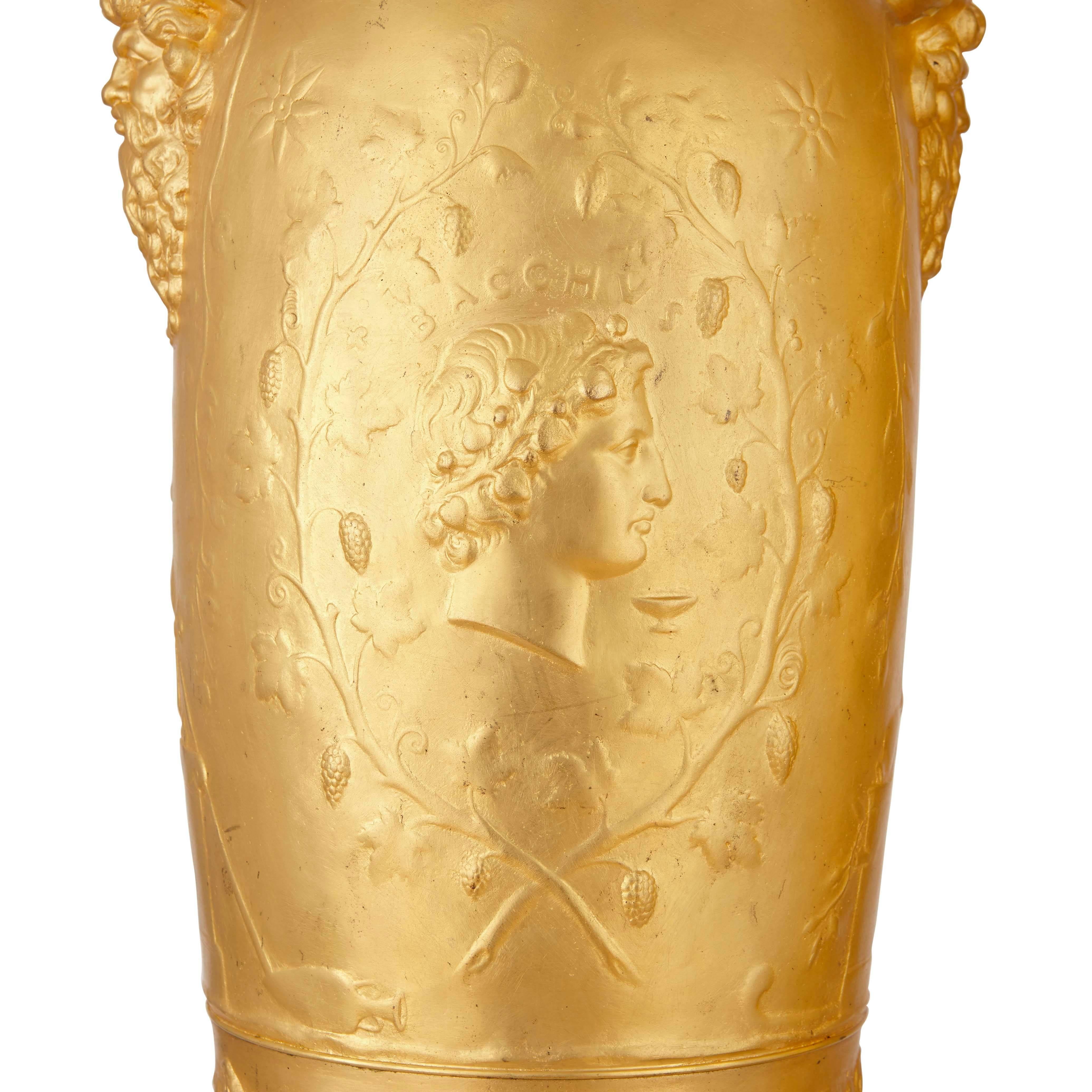 19th Century Large and important pair of gilt bronze vases by Levillain and Barbedienne