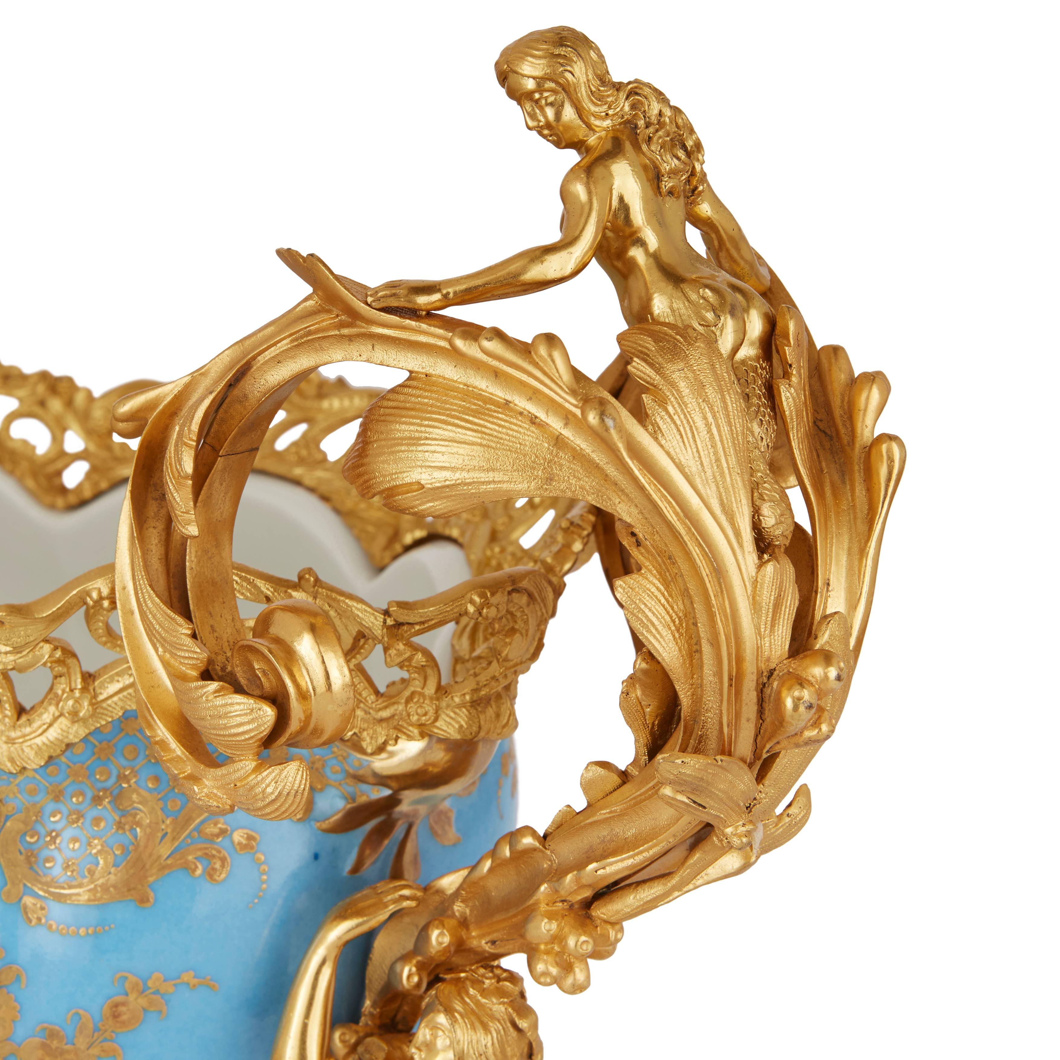 Fine Ormolu Mounted SèVres Style Porcelain Jardiniere In Good Condition In London, GB
