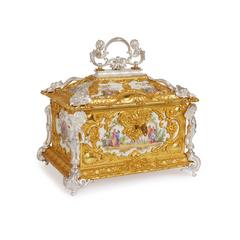 Louis XVI Style Silvered and Gilt Bronze Mounted KPM Porcelain Casket