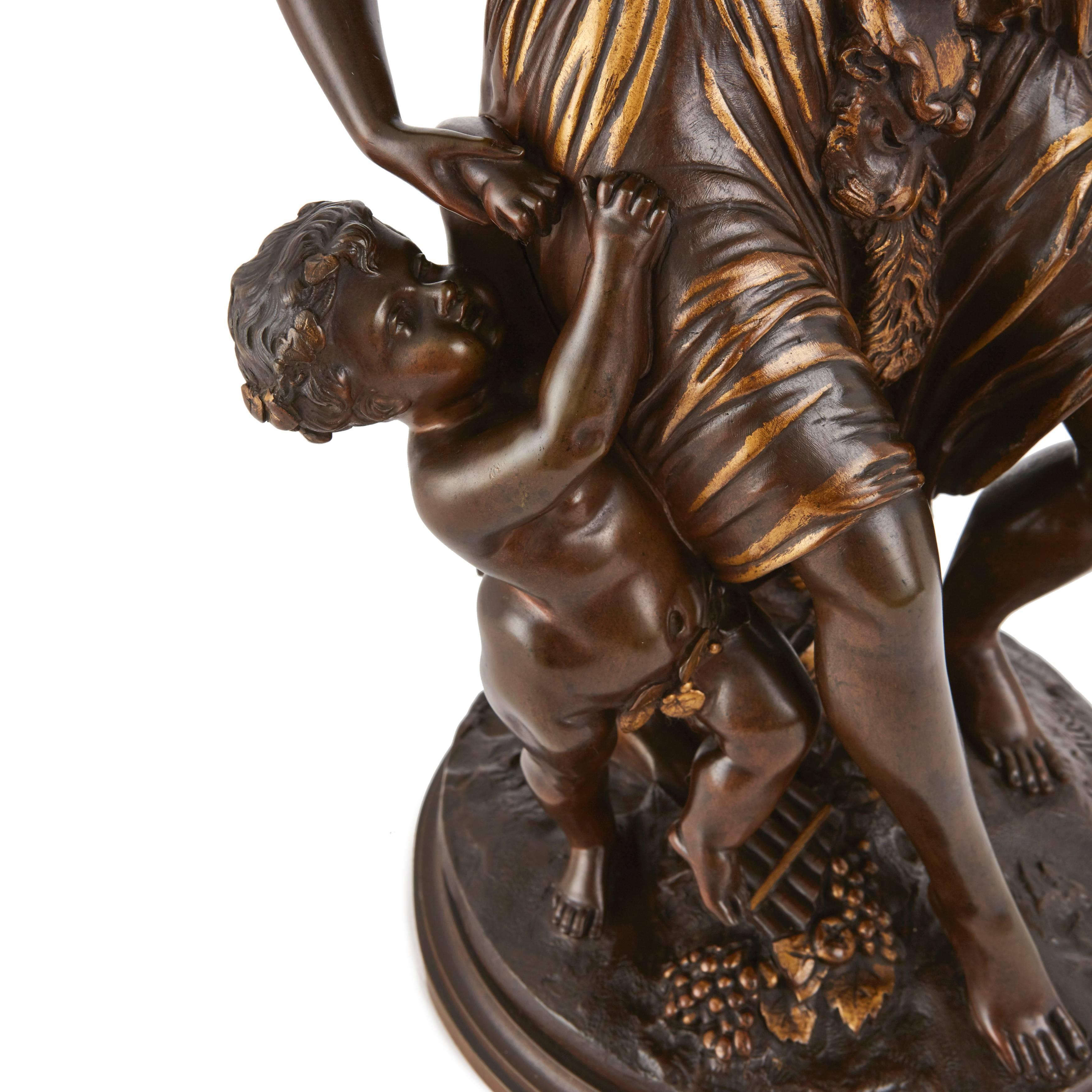 Gilt and Patinated Bronze Group Dancers by S. Loveque In Fair Condition For Sale In London, GB