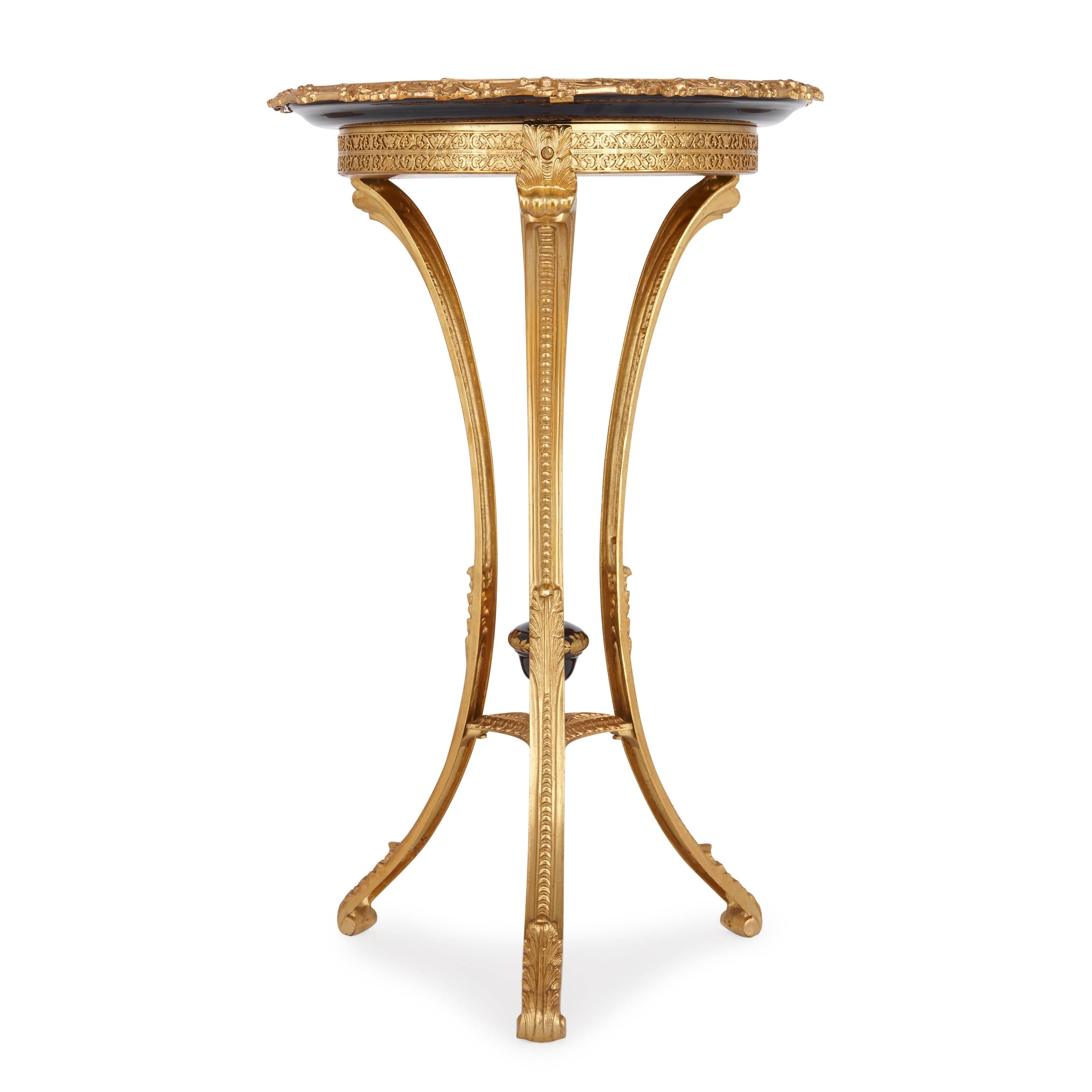 French Ormolu-Mounted Sevres Style Porcelain Gueridon Table