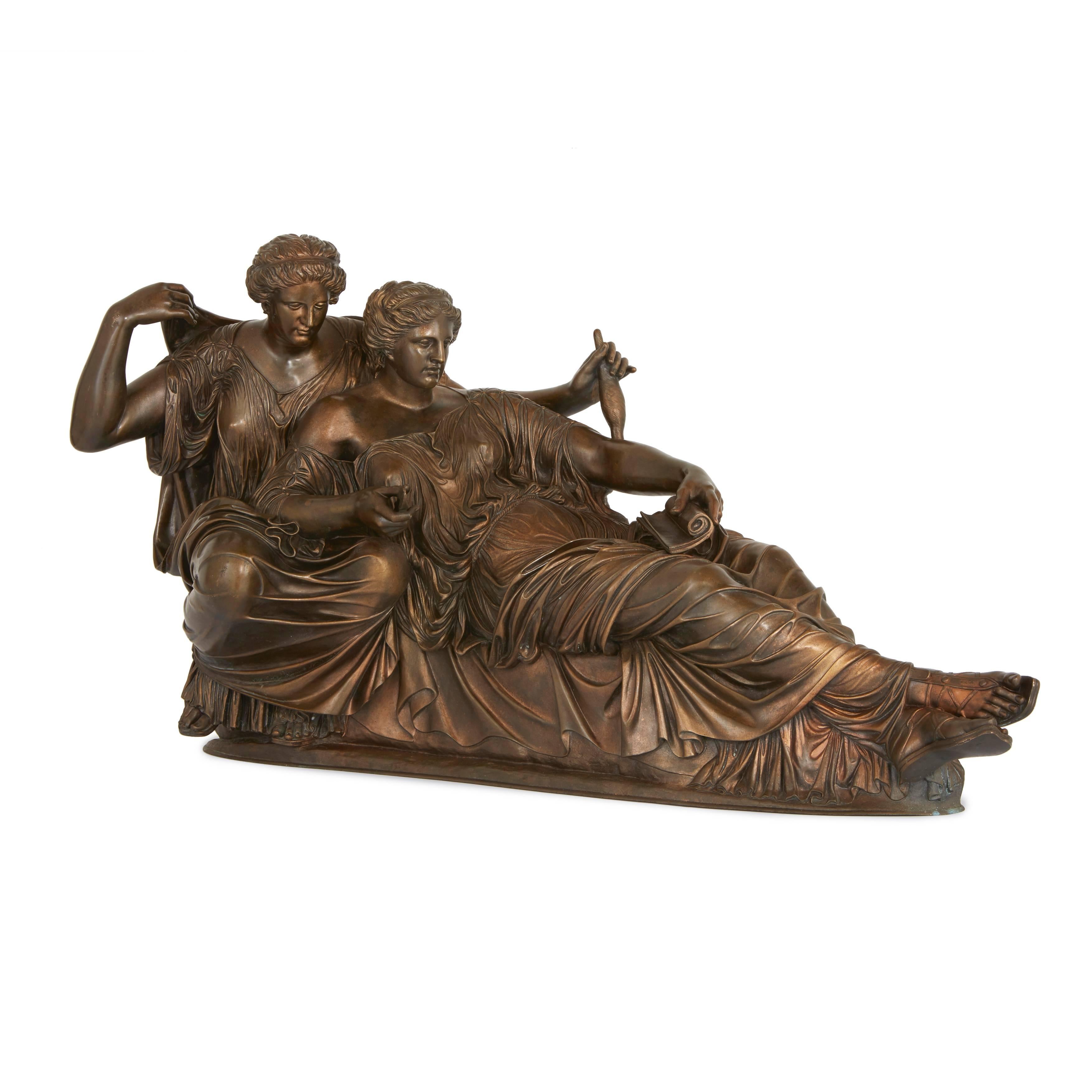 Classical Greek Bronzed Group of the Two Fates by Barbedienne