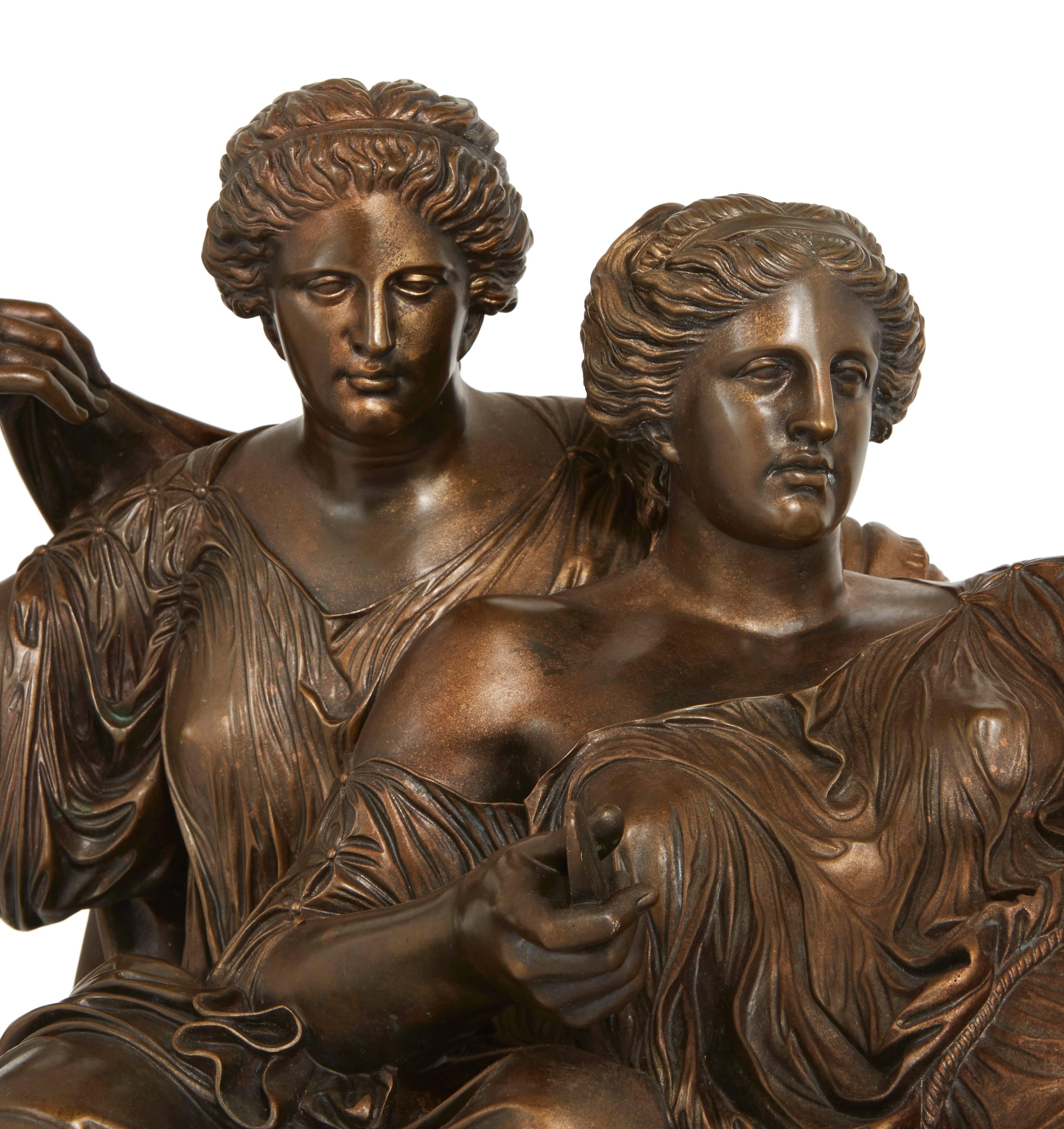 French Bronzed Group of the Two Fates by Barbedienne