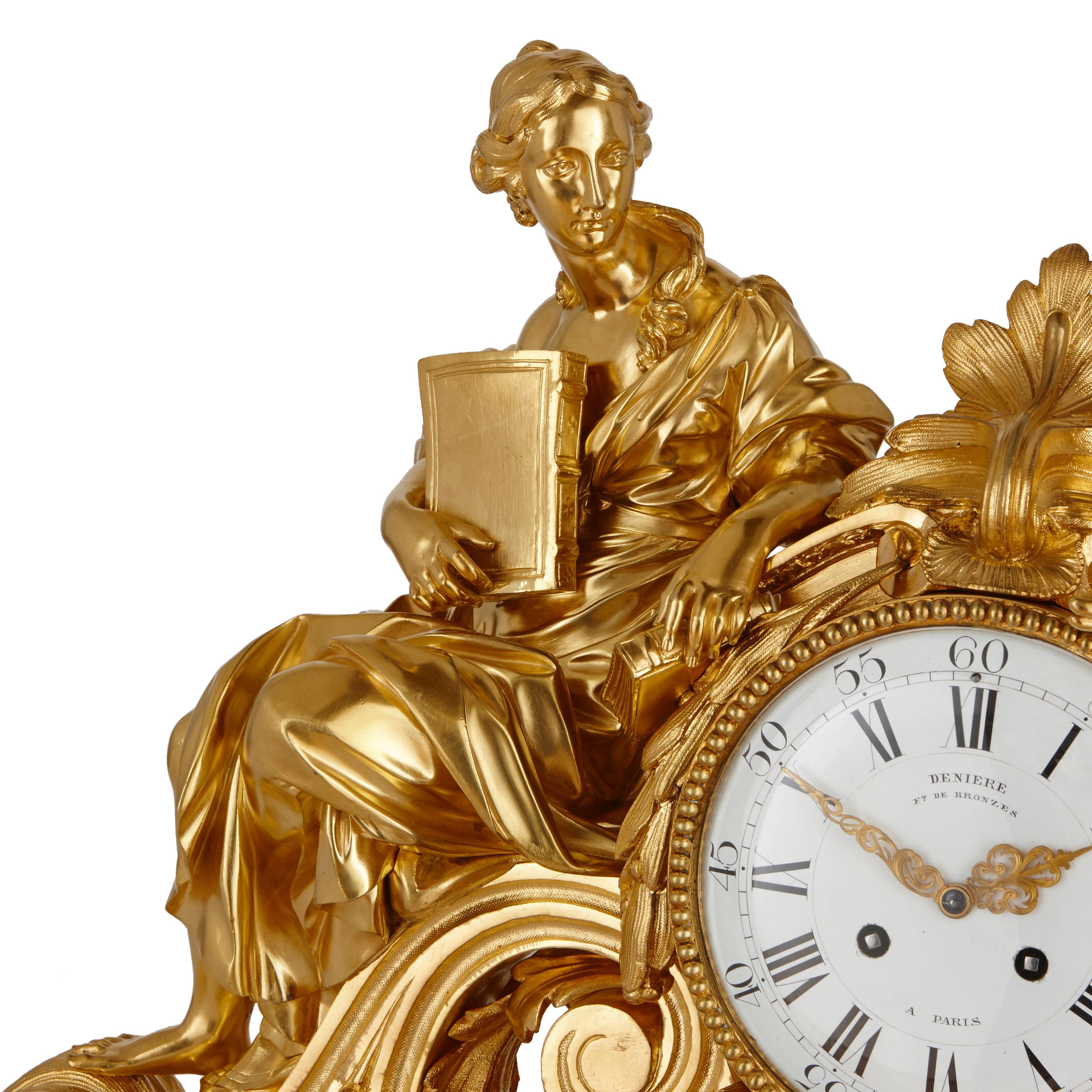 French Fine and Large Ormolu Mantel Clock by DenièRe & Fils