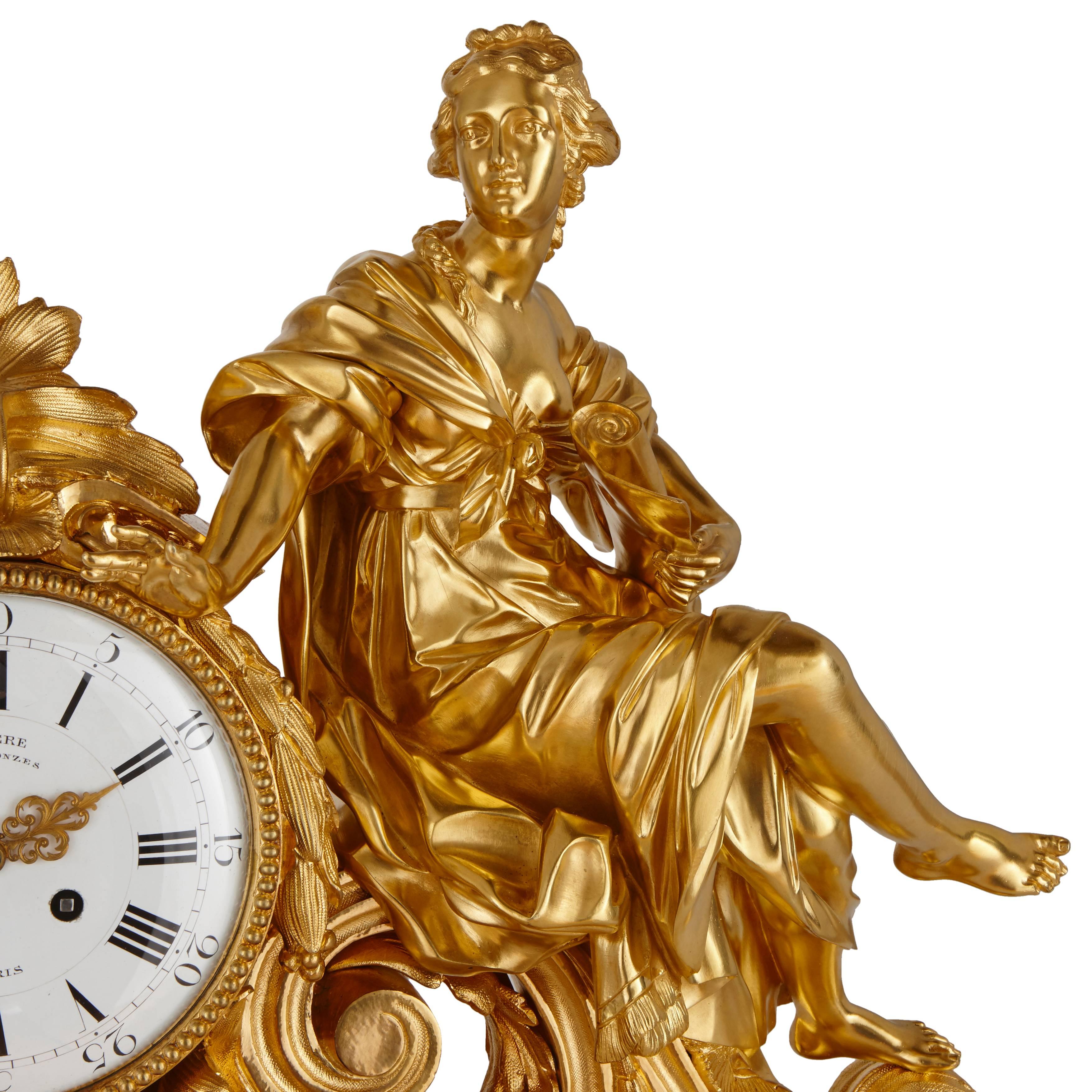 Fine and Large Ormolu Mantel Clock by DenièRe & Fils In Fair Condition In London, GB