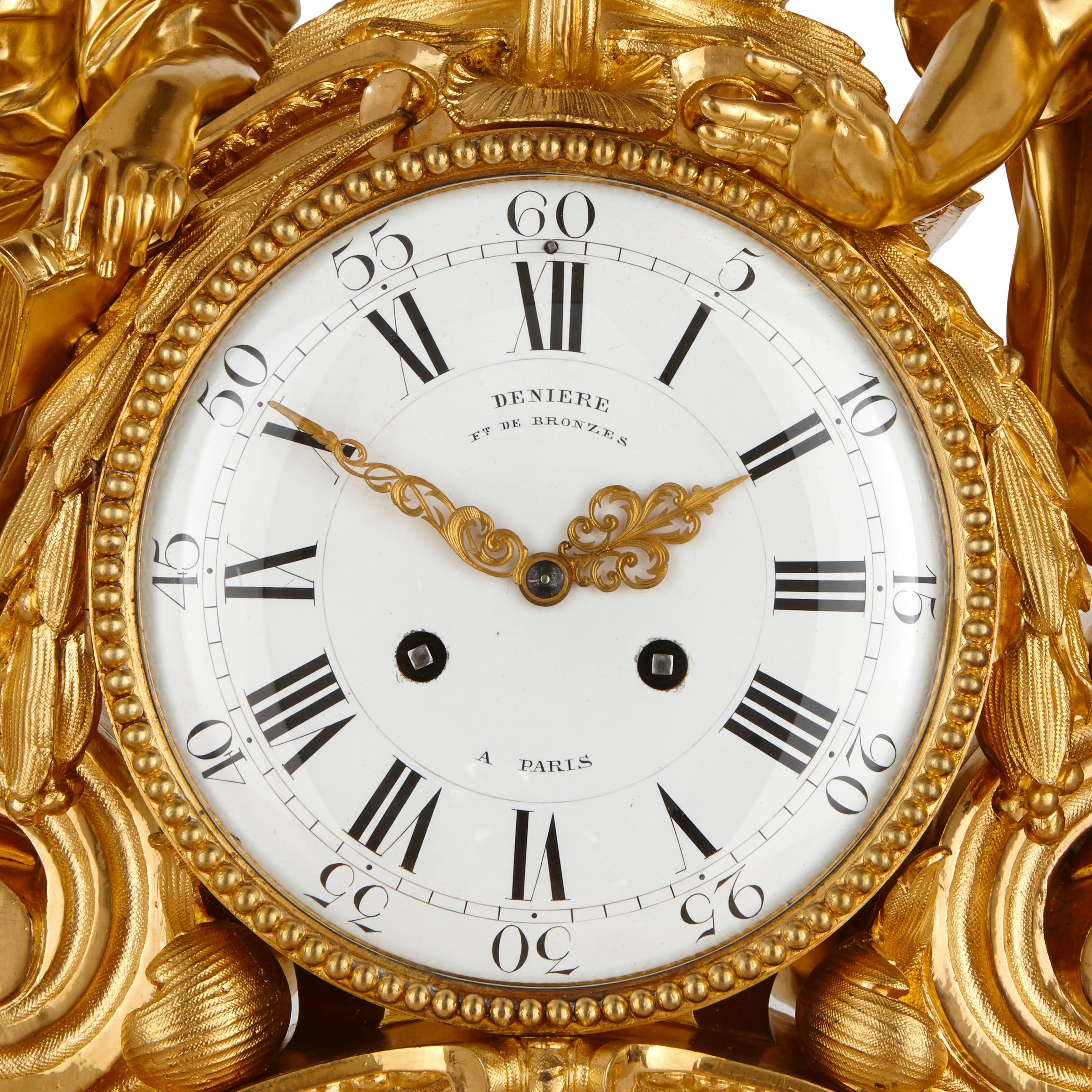 Louis XVI Fine and Large Ormolu Mantel Clock by DenièRe & Fils