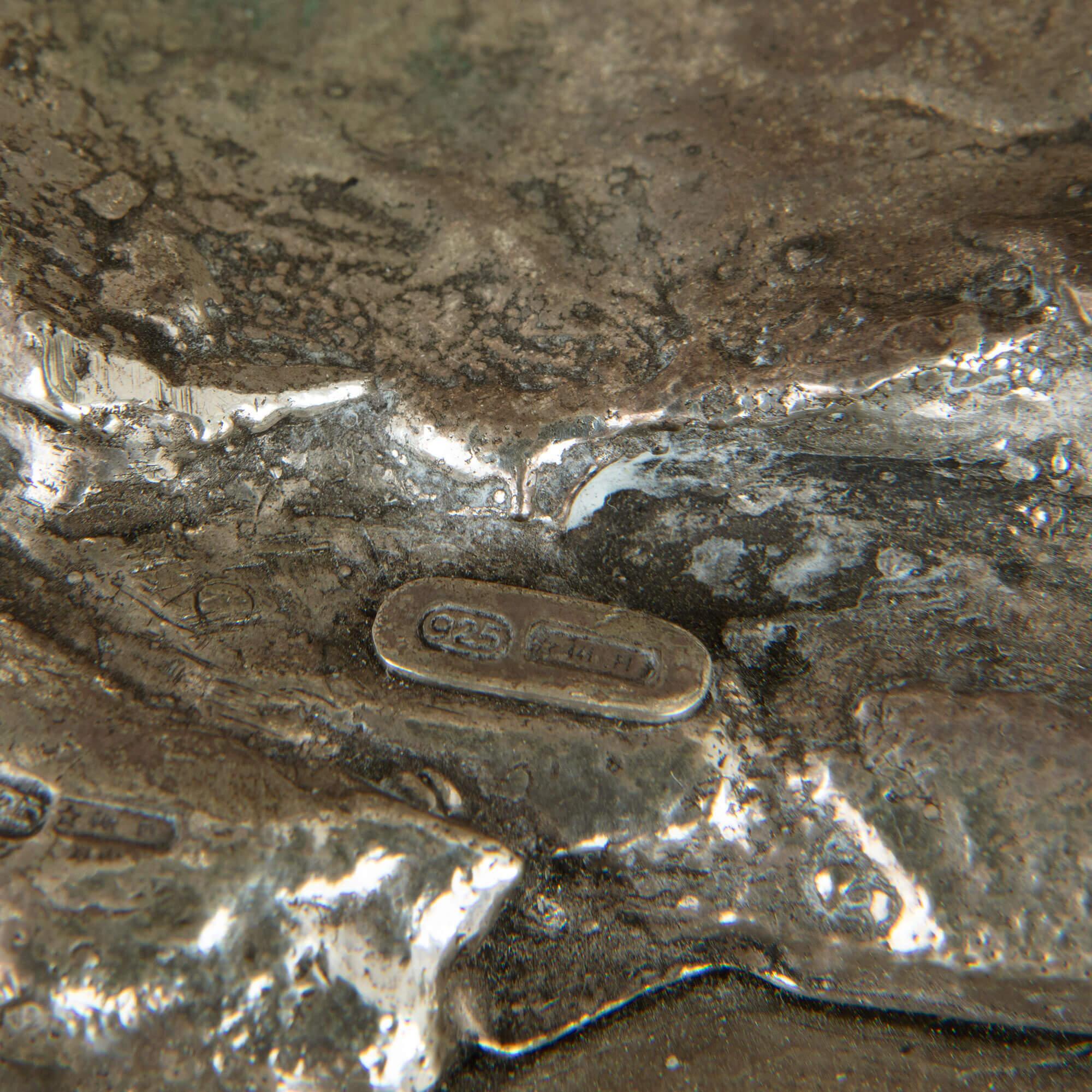 Grande Aquila moderna in argento dorato e vermeil con diamanti e malachite Giaconi & Gioli in vendita 2