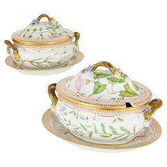 Pair of Royal Copenhagen Flora Danica Porcelain Covered Tureens