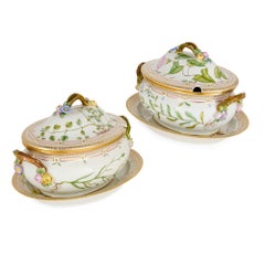 Pair of Royal Copenhagen Flora Danica Porcelain Covered Tureens