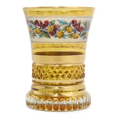 Fine Viennese Gilt and Enamelled Glass Beaker with Pansies
