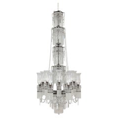 Large and Impressive Bohemian Cut and Frosted Glass Chandelier